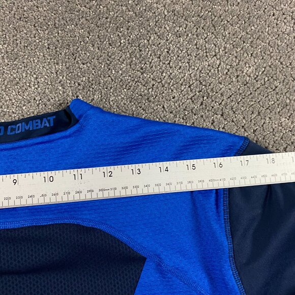 Nike Pro Combat Shirt Men's Large Hyperwarm Shield Fitted Long Sleeve Blue - Picture 12 of 14